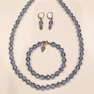 Blue crystal & Rhinestone Necklace Set make with Swarovski crystal by Elena